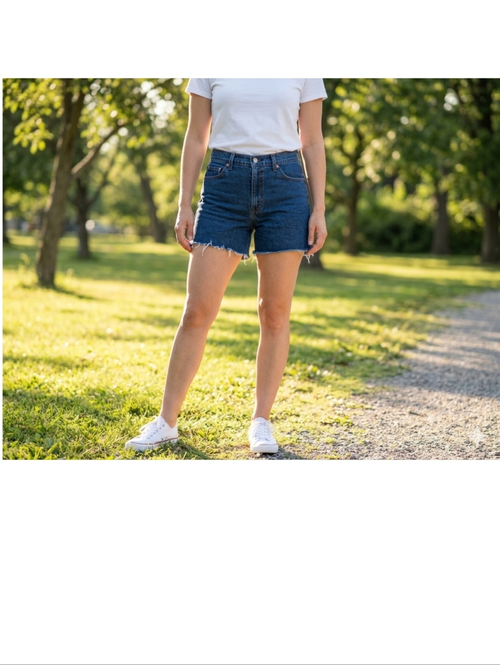Signature Dark Blue Denim Jean Shorts